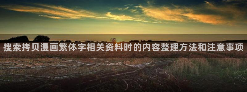 梦漫漫画应用入口:搜索拷贝漫画繁体字相关资料时的内容整理方法和注意事项